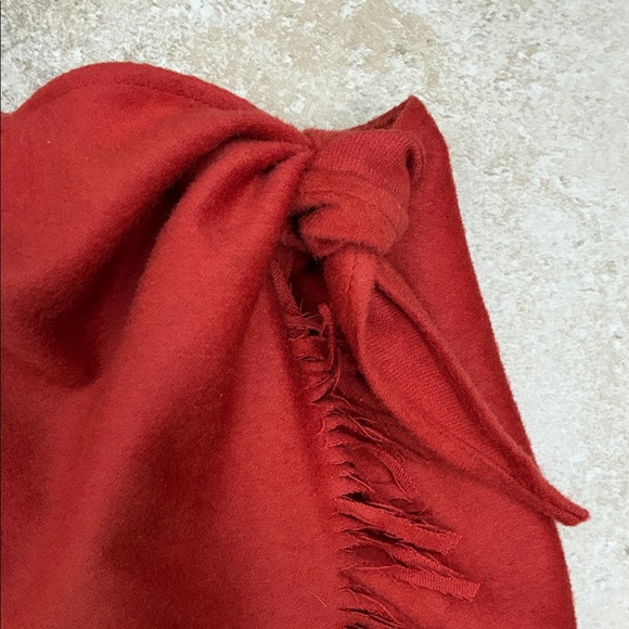 Doncaster Red Fringe Semi-wrap Midi Skirt - Picture 3 of 9